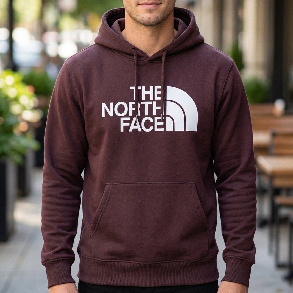 The North Face Mens Half Dome Logo Pullover Hoodie Burgundy Maroon 4796